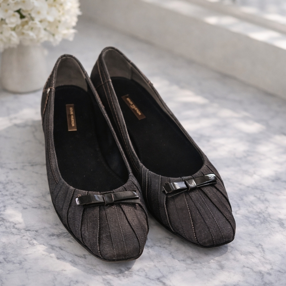 Authentic Louis Vuitton Monogram Denim Ballerina Flats - Blue Y2K Revival 😍